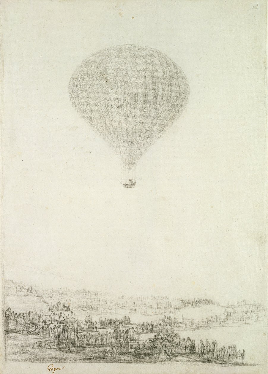 मोंटगॉल्फियर ब्रदर्स, c.1800-08 (कागज पर काला चाक) द्वारा फ़्रांसिस्को डी गोया