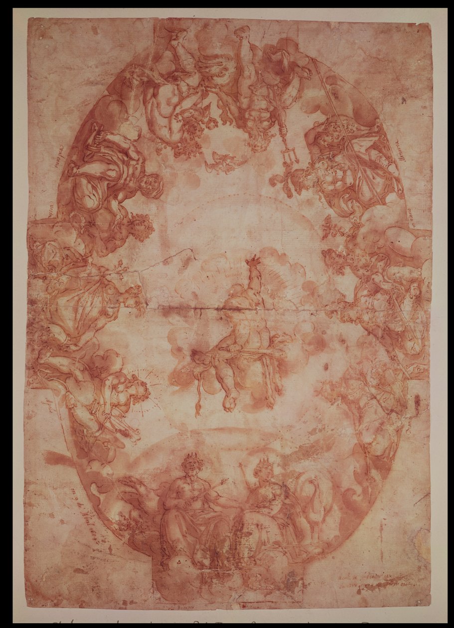 कासा डी पिलाटोस, सेविले, 1604 की सीलिंग के लिए अध्ययन (कागज पर पेन इन स्याही और वॉश) द्वारा फ्रांसिस्को पाचेको