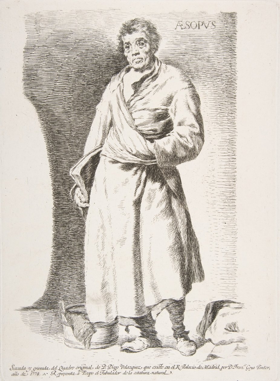ऐज़ोप ऐसोपस, व्लाज़केज़ के बाद एचिंग से, 1778। द्वारा फ़्रांसिस्को डी गोया
