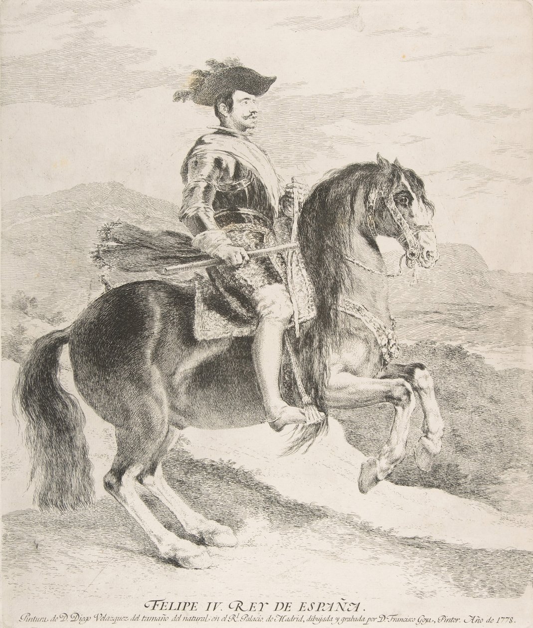 वेलज़कज़, 1778 के बाद घोड़े पर फिलिप IV। द्वारा फ़्रांसिस्को डी गोया
