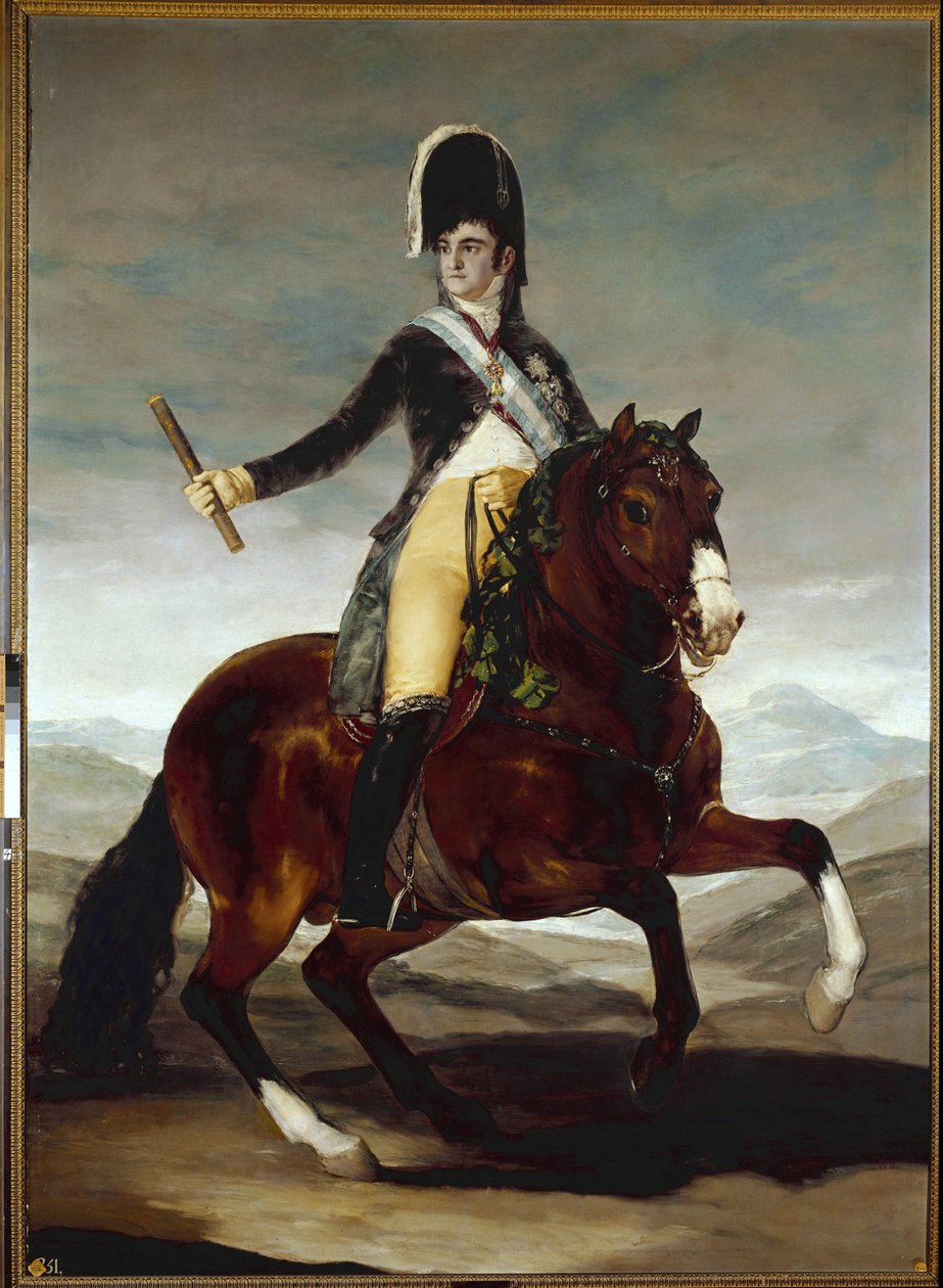 फर्डिनेंड VII (फर्नांडो VII) (1784-1833) का इक्वेस्ट्रियन पोर्ट्रेट - फ्रांसिस्को गोया वाई ल्यूसिएंट्स (1746-1828) द्वारा पेंटिंग, कैनवास पर तेल, 286x207 सेमी द्वारा फ़्रांसिस्को डी गोया