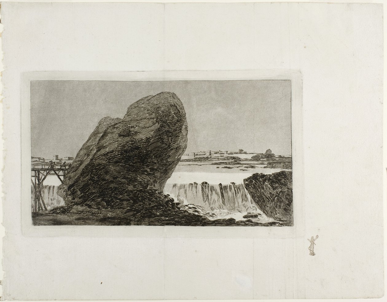 1810 से पहले, वॉटरफॉल के साथ लैंडस्केप द्वारा फ़्रांसिस्को डी गोया