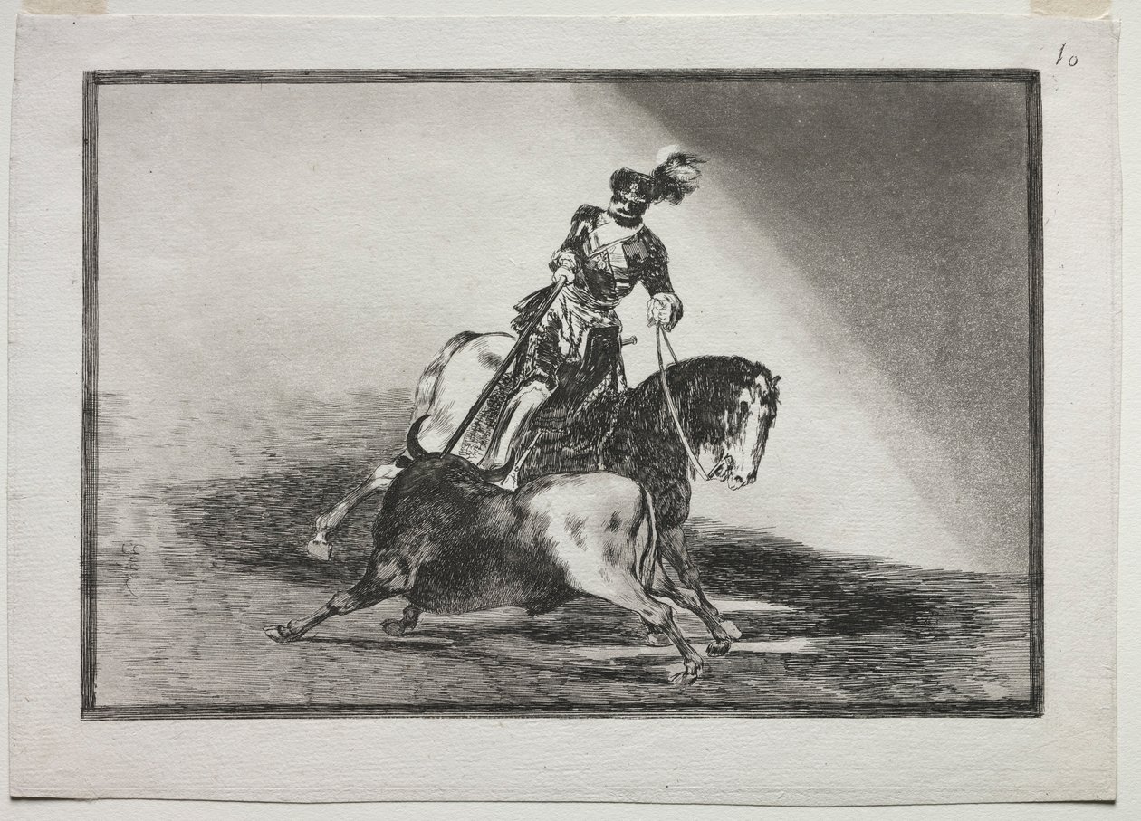 1815-1816 को व्लाडोलिड में रिंग में एक बैल का नेतृत्व करते हुए चार्ल्स वी। द्वारा फ़्रांसिस्को डी गोया