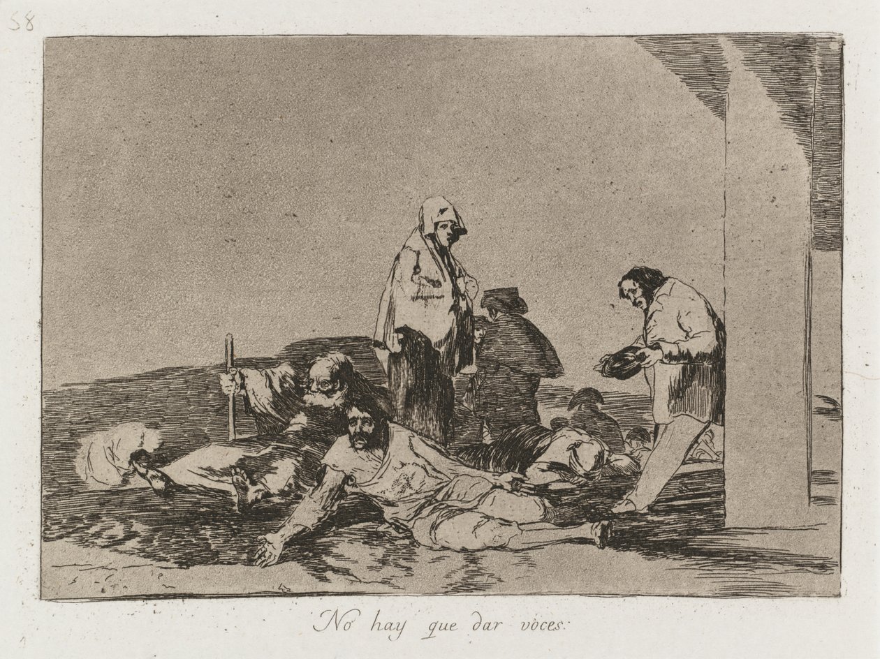 युद्ध की आपदा: पी एल। 58, यह कोई फायदा नहीं है चिल्लाओ, 1810-1813। द्वारा फ़्रांसिस्को डी गोया