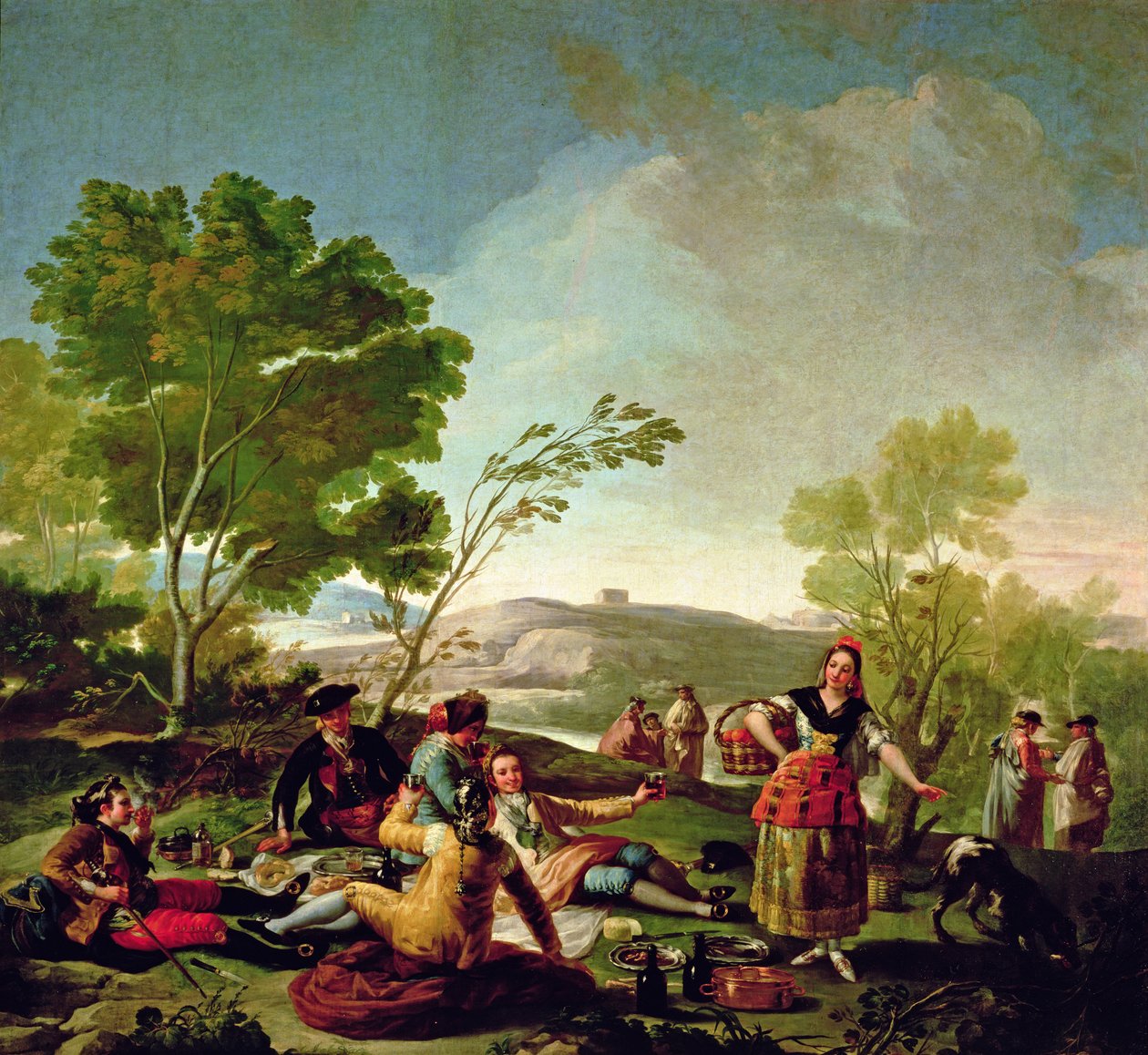 मंज़ान नदी के तट पर भोजन, 1776 द्वारा फ़्रांसिस्को डी गोया