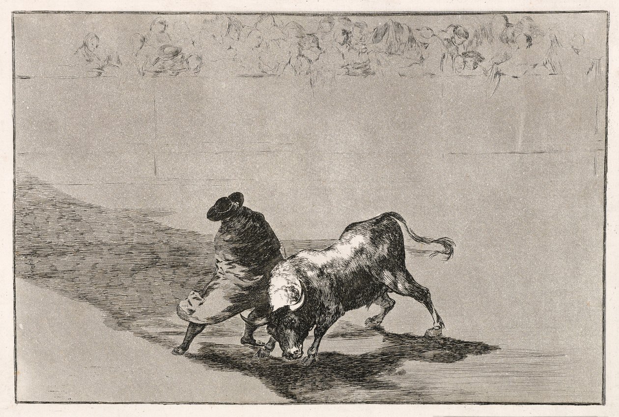 क्लीवर स्टूडेंट ऑफ फालिजेस ने अपने क्लोक, 1814-16 में लिपटा के बारे में बात करके बुल को प्रभावित किया द्वारा फ़्रांसिस्को डी गोया