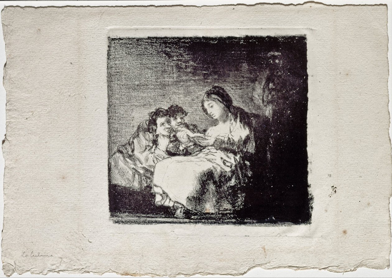 दो बच्चों को पढ़ने वाली महिला ले लेकुरा, 1819-1825 द्वारा फ़्रांसिस्को डी गोया