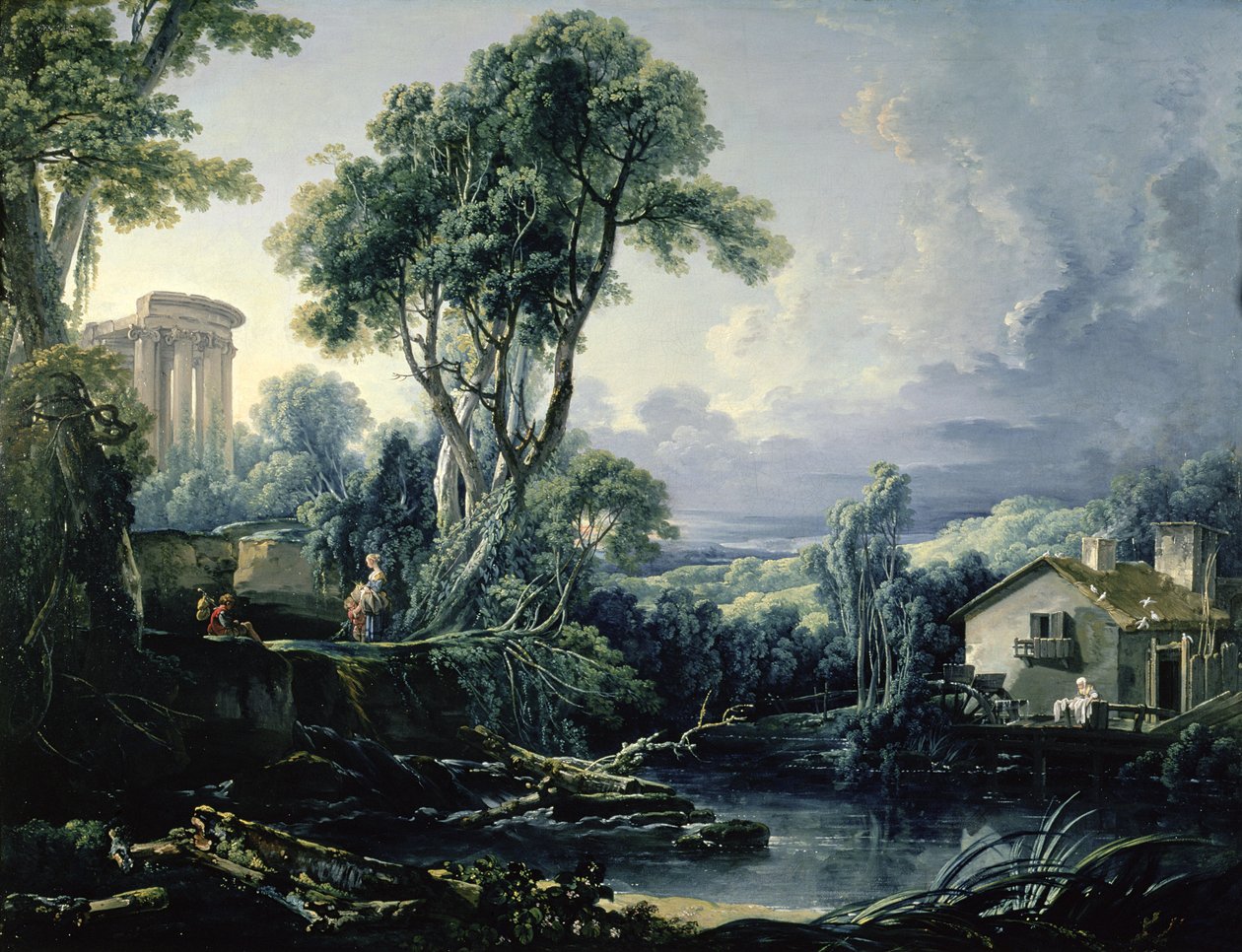 वॉटर मिल के साथ लैंडस्केप, 1743 द्वारा फ्रांकोइस बाउचर