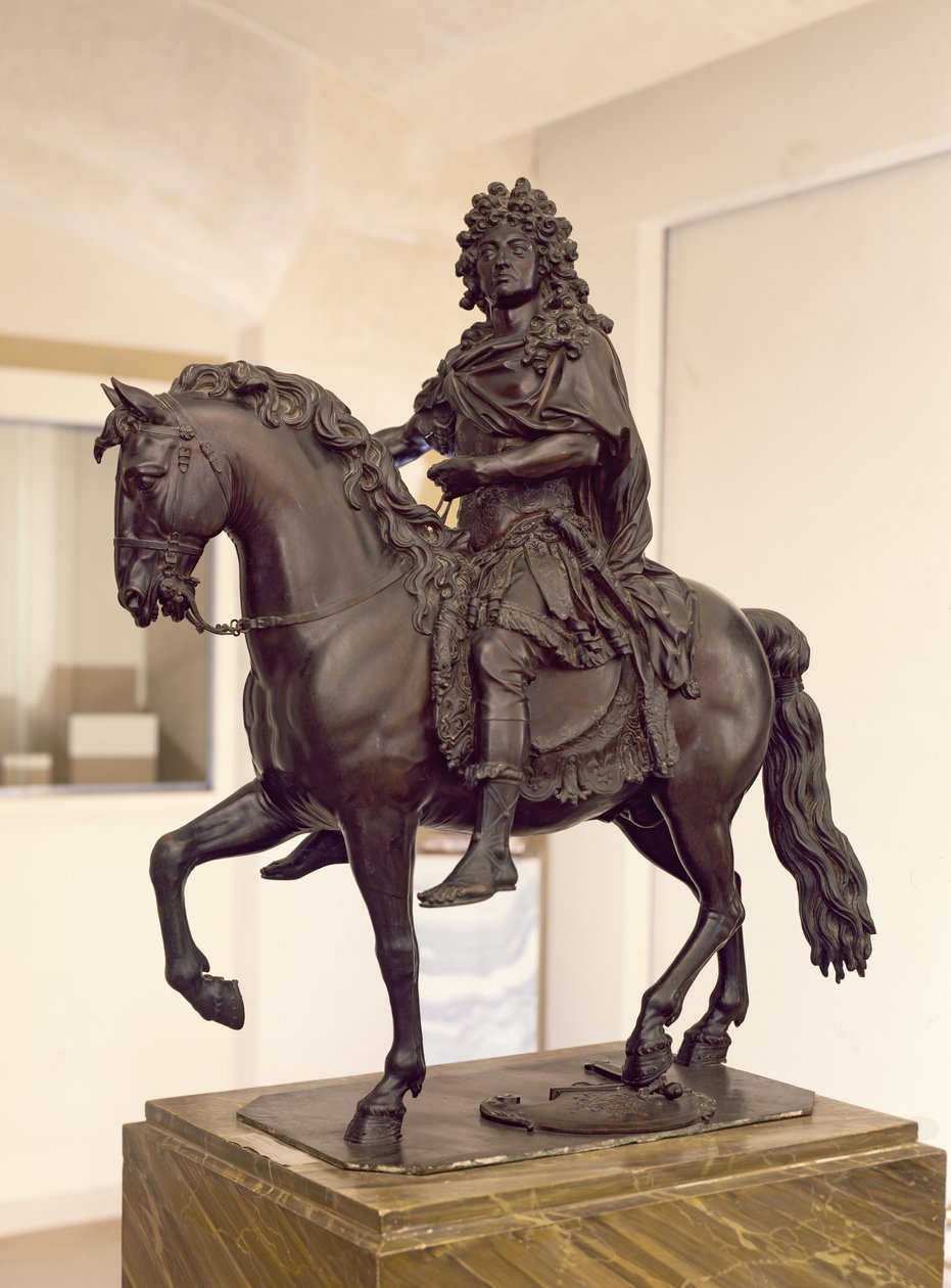 रोमन पोशाक में लुई XIV (1638-1715) की अश्वारोही प्रतिमा, 1699 (कांस्य) द्वारा फ़्राँस्वा गिरार्डन