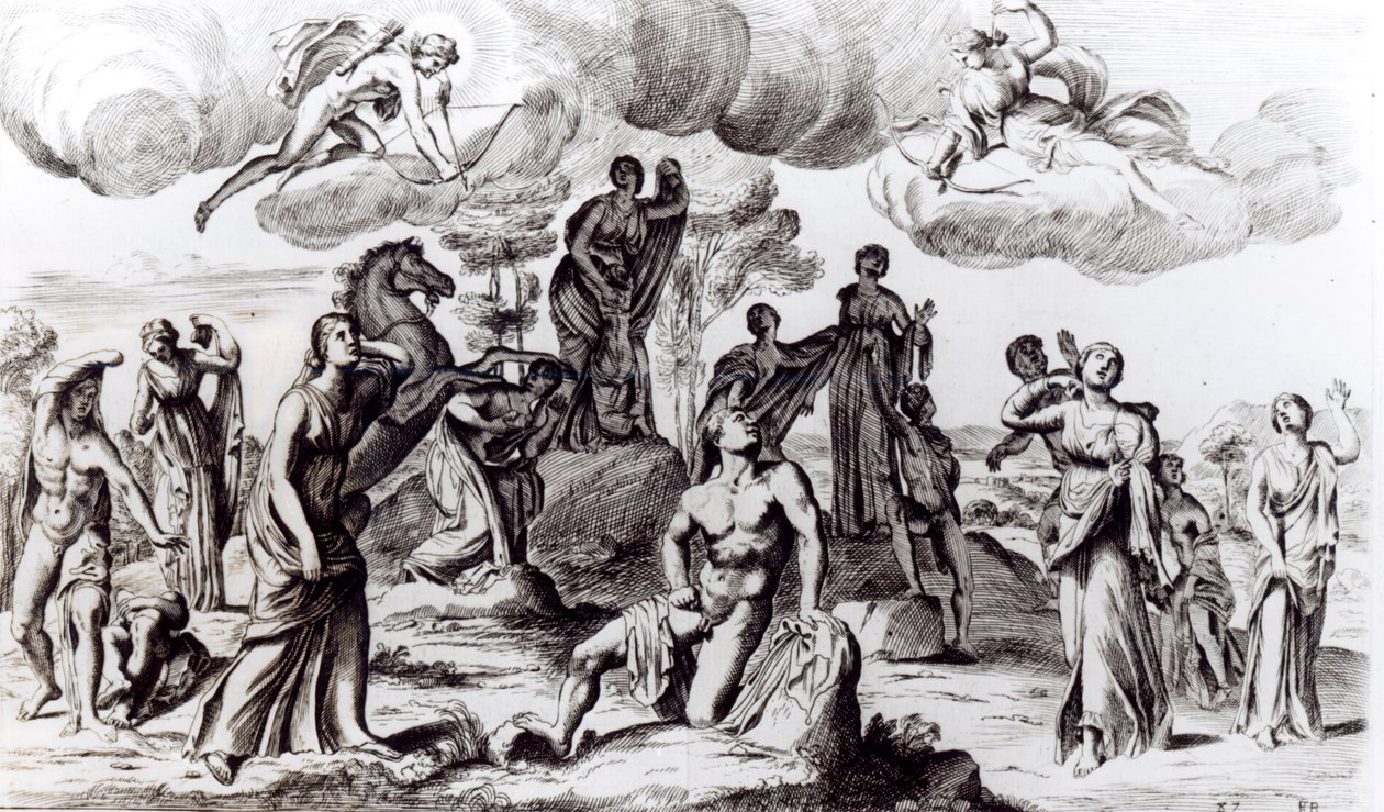 नोबे और उसके बच्चे, c.1653 द्वारा फ्रेंकोइस पेरियर