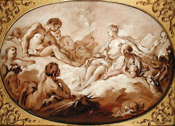 एनीस का एपोथोसिस, या एनीस वीनस द्वारा देवताओं को प्रस्तुत किया गया, c.1746 (ग्रिसाइल) द्वारा फ्रांकोइस बाउचर