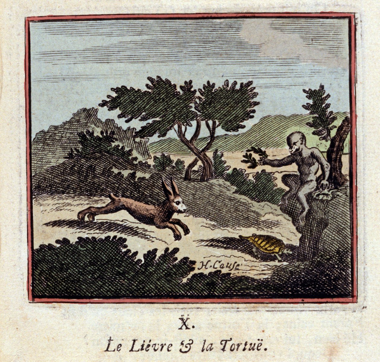 ले लिवरे एट ला टोर्ट्यू - जीन डे ला फोंटेन द्वारा दंतकथाएं (1621-1695) - फ्रेंकोइस चौवेउ द्वारा चित्रण (1613-1676) - 1728 का संस्करण द्वारा फ्रेंकोइस चौवेउ