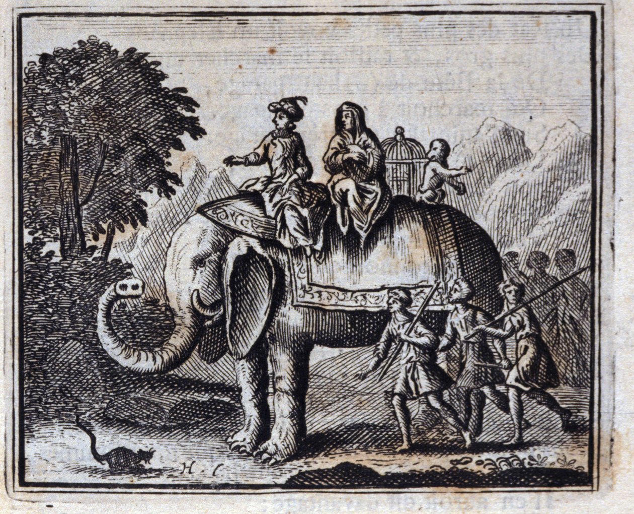 चूहा और हाथी। जीन डे ला फोंटेन द्वारा दंतकथाएं (1621-95)। फ्रांकोइस चौवेउ (1613-1676) द्वारा चित्रण। 1728 का संस्करण। द्वारा फ्रेंकोइस चौवेउ