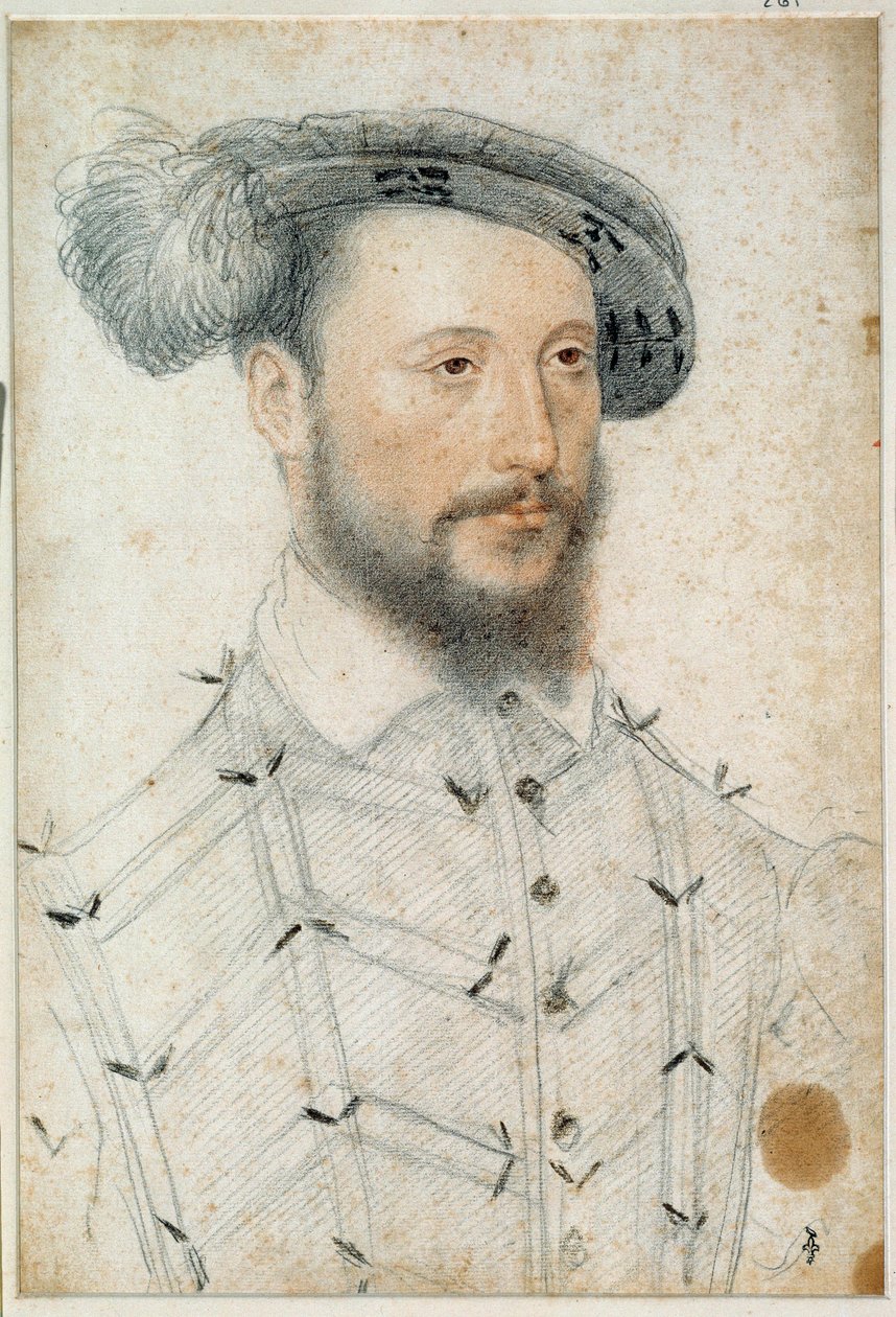 एंटोनी डी हॉलुइन का पोर्ट्रेट, पिएन्स के भगवान (1505 - 1553)। क्लोएट फ्रेंकोइस द्वारा एक रक्त और काला पत्थर खींचना (1515-1572) द्वारा फ्रांकोइस क्लाउड