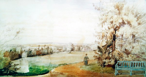 Marly-le-Roi, 1837 में महाशय गेरुइन के पार्क का दृश्य (कागज पर wc) द्वारा फ्रेंकोइस एडमे रिकोइस
