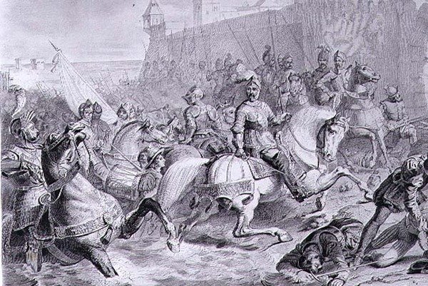1558 में फ्रांसिस द्वारा द टेकिंग ऑफ कैलिस, द्वितीय ड्यूक ऑफ गुइस (1519-63), अमेडी फेलिक्स बार्थेलेमी गिली (1802-43) द्वारा उकेरा गया (उत्कीर्णन) द्वारा फ्रेंकोइस एडौर्ड (बाद में) पिकोटा