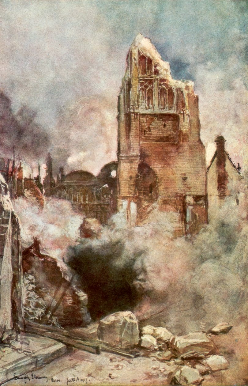 बेल्फ़्री की बमबारी, अर्रास, फ्रांस, जुलाई 1915, 1926। द्वारा फ़्राँस्वा फ्लेमेंग
