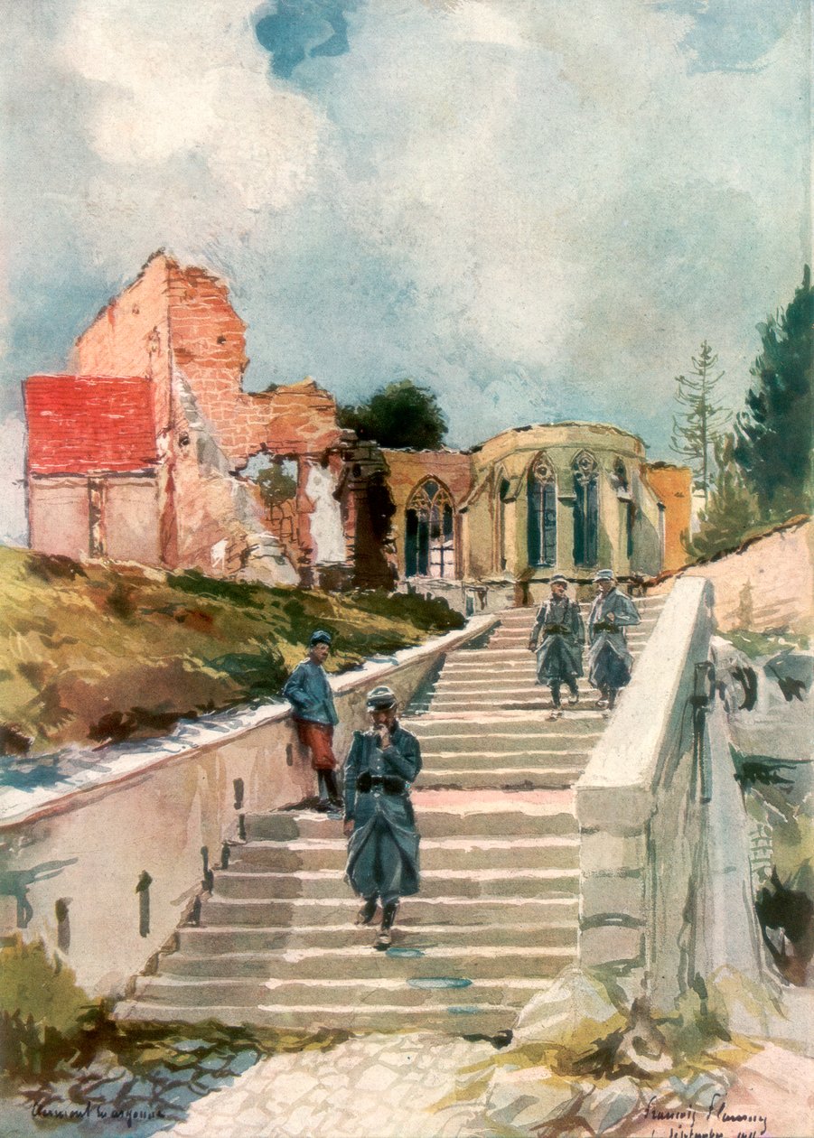 चर्च ऑफ़ क्लेरमोंट-एन-आर्गोनोन, फ्रांस, 1915, 1926। द्वारा फ़्राँस्वा फ्लेमेंग