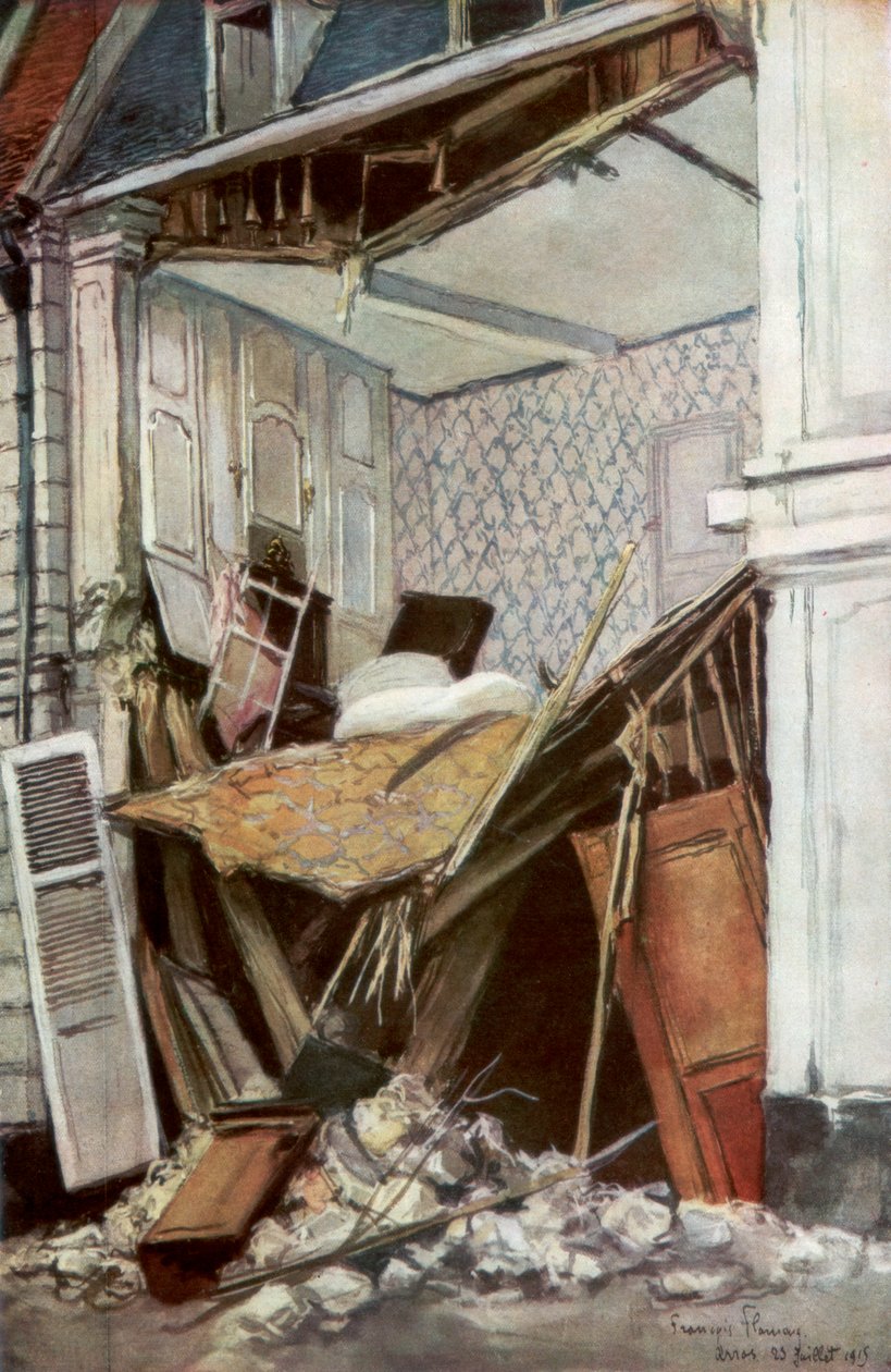 फ्रंट ऑफ़ अ हाउस, अर्रास, फ्रांस, 23 जुलाई 1915, 1926। द्वारा फ़्राँस्वा फ्लेमेंग