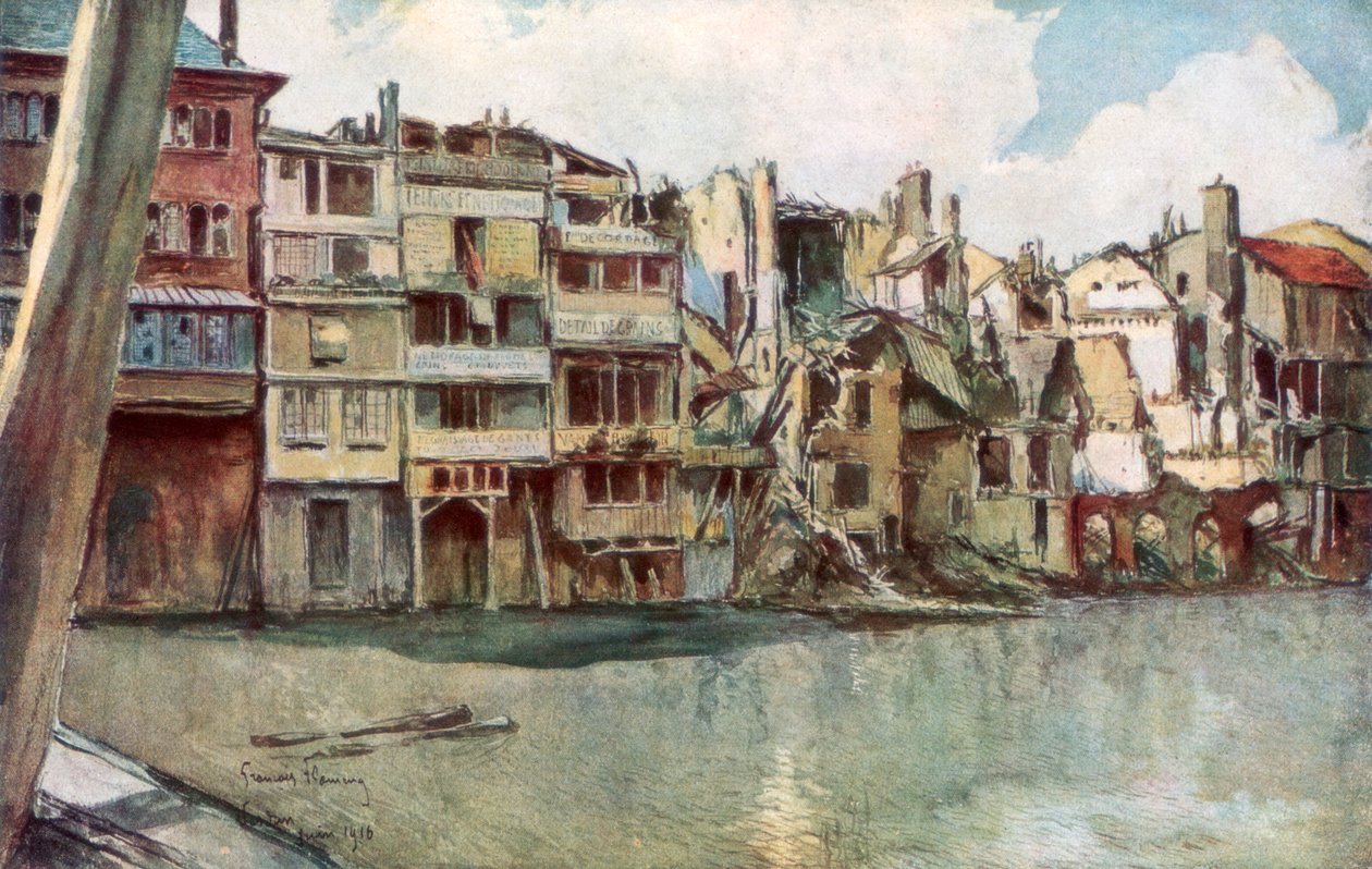 द मूस नदी, वर्दुन, फ्रांस, जून 1916, 1926। द्वारा फ़्राँस्वा फ्लेमेंग