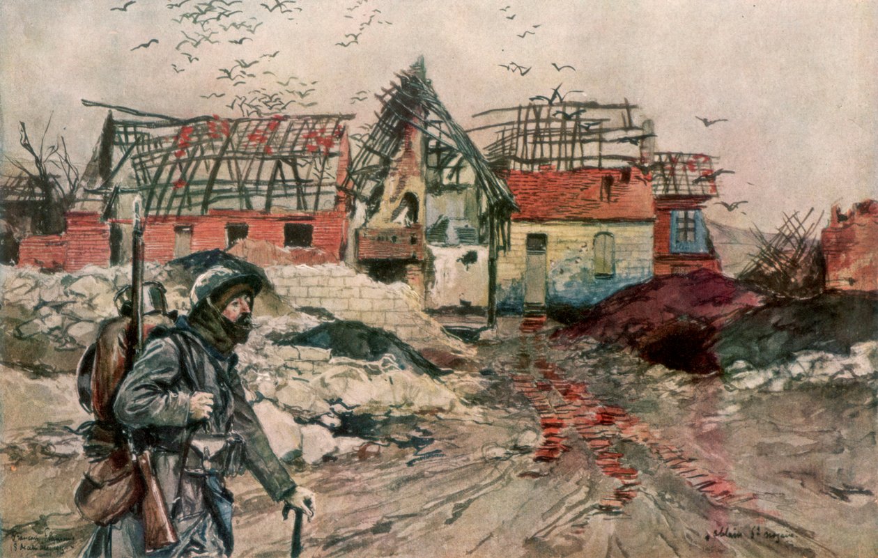 18 दिसंबर 1915, 1926 को फ्रांस के एबलेन-सेंट-नाज़ायर के खंडहर। द्वारा फ़्राँस्वा फ्लेमेंग