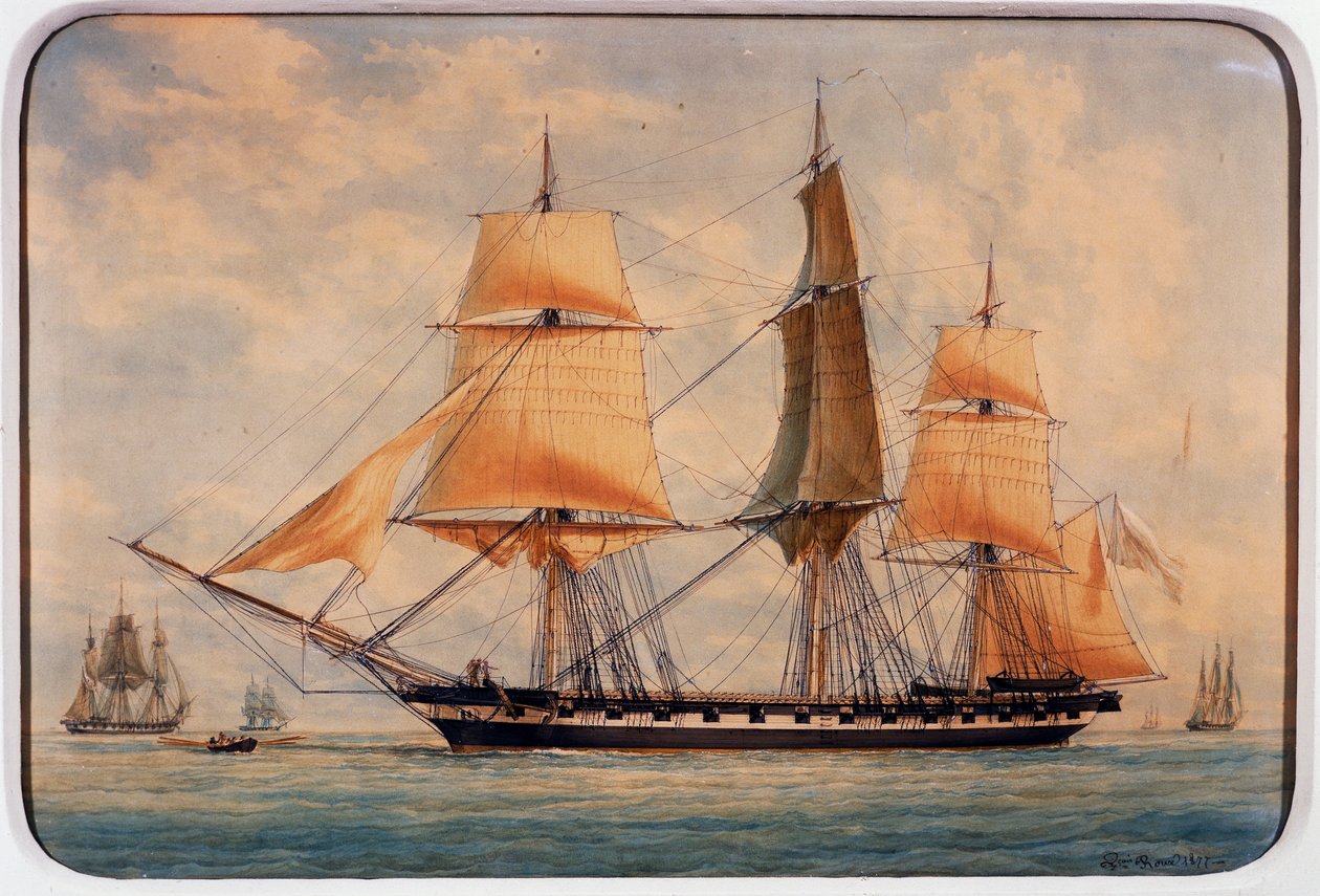 कार्वेट ला फेवरिटा, फ्रेंकोइस रॉक्स द्वारा जल रंग (1811-1882), फ्रांस द्वारा फ्रेंकोइस ज्योफरो रॉक्स