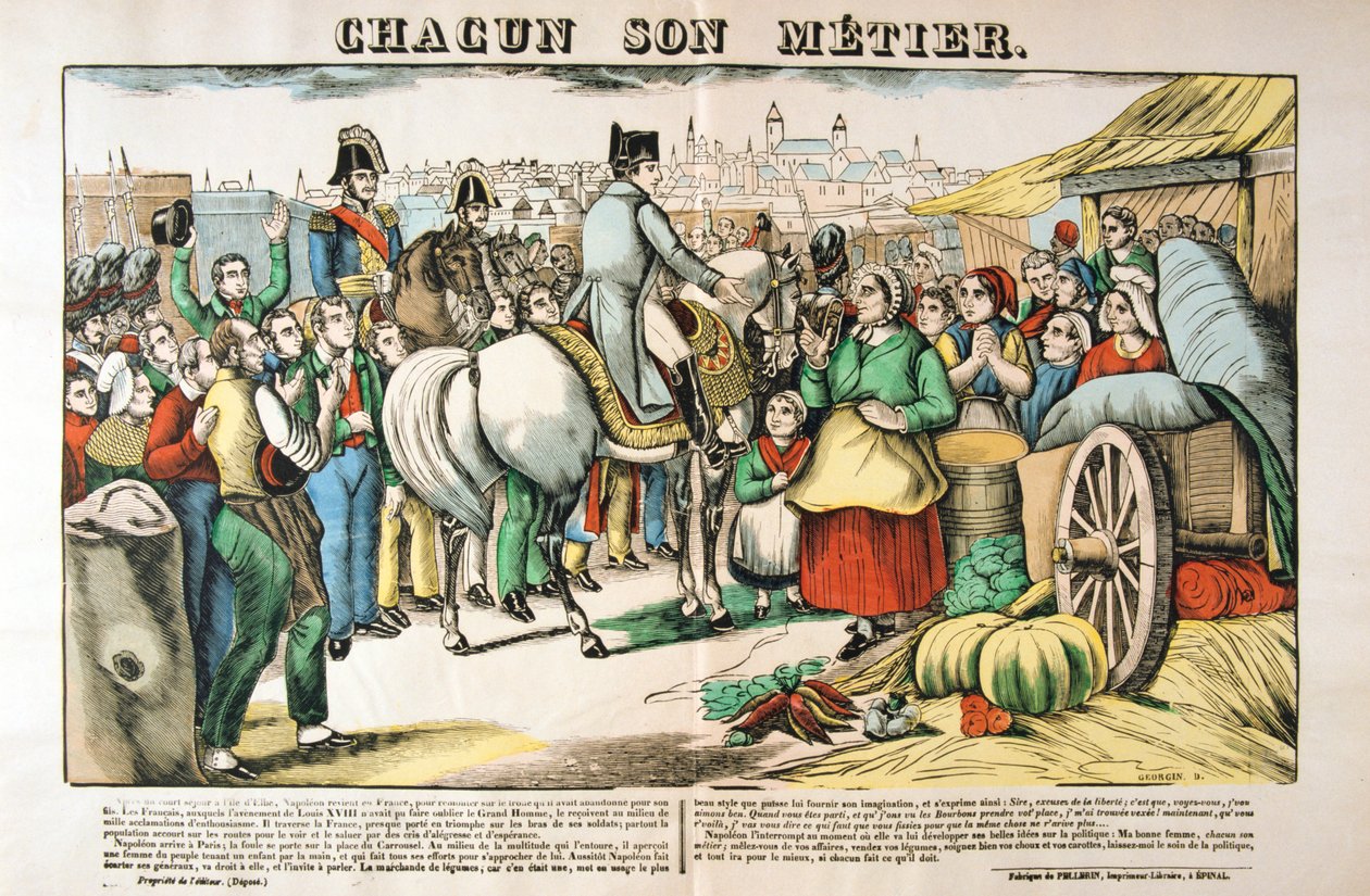 नेपोलियन एल्बा द्वीप से पेरिस लौटते हैं, 1815, सी 1835 द्वारा फ्रेंकोइस जार्जिन