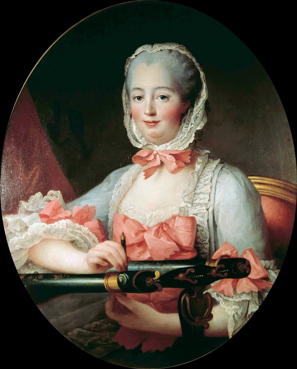 Marquise de Pompadour का पोर्ट्रेट 1721-1764, c. 1763. द्वारा फ्रेंकोइस ह्यूबर्ट ड्रोइस