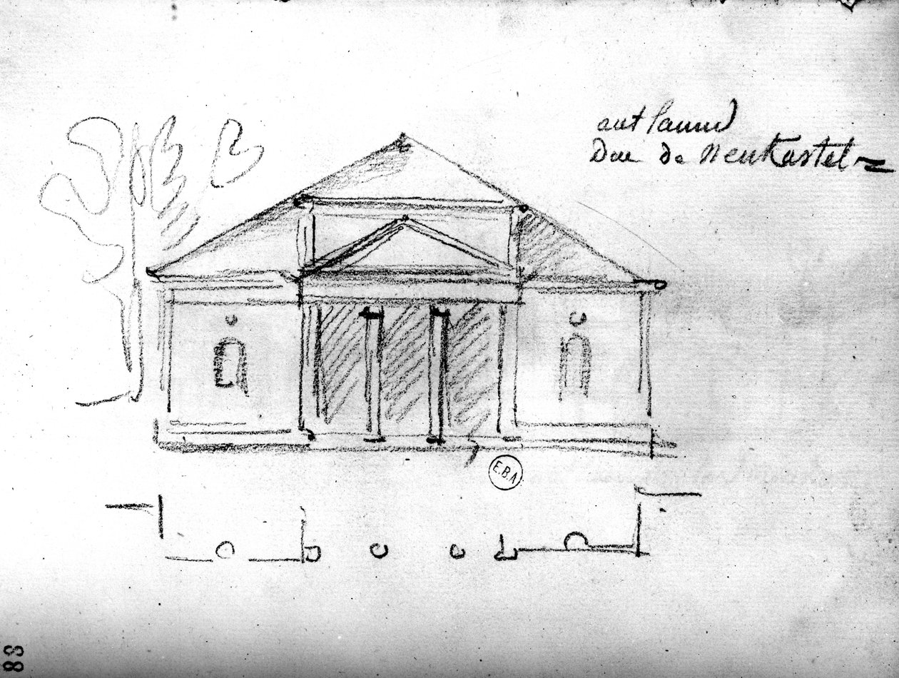 'ट्रैवल्स इन इंग्लैंड' से वास्तुकला स्केच, c.1766 (कागज पर पेंसिल) द्वारा फ्रेंकोइस जोसेफ बेलांगेर
