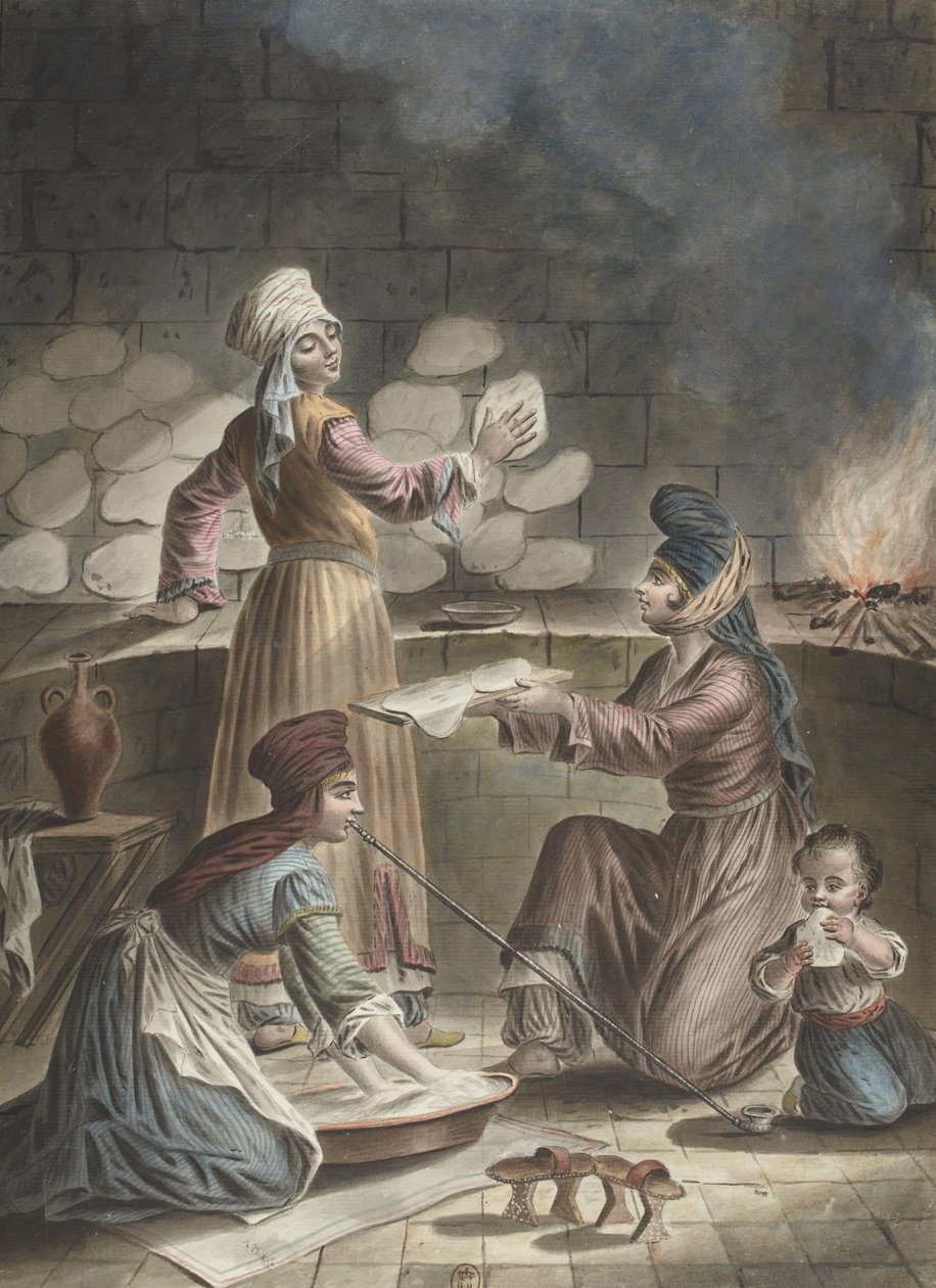 तुर्की की महिलाएं रोटी सेंकती हैं, 1790 द्वारा फ्रेंकोइस मैरी रॉसट