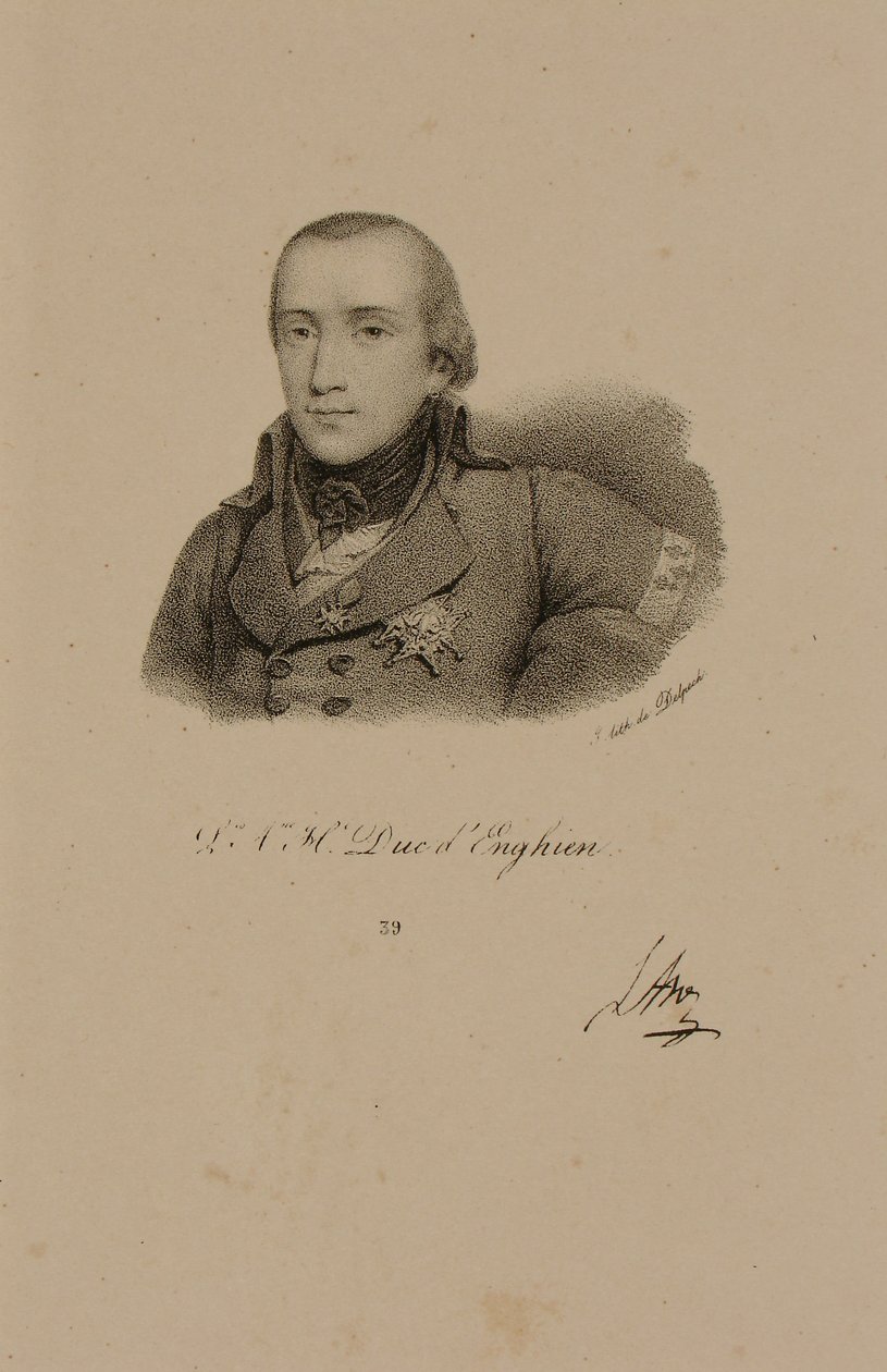 लुइस एंटोनी हेनरी डी बॉर्बन (1772-1804) ड्यूक ऑफ एनघियन ने कॉनड यूनिफॉर्म पहने हुए द्वारा फ्रेंकोइस सेराफिन डेलपेच