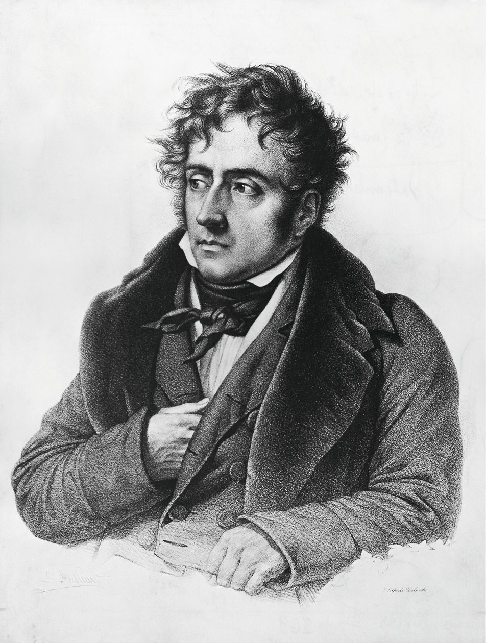 फ्रेंकोइस-रेने का पोर्ट्रेट, विकोमेट डी चेटेउब्रिआंड (1768-1848), फ्रांसीसी लेखक, राजनीतिज्ञ, राजनयिक और इतिहासकार द्वारा फ्रेंकोइस सेराफिन डेलपेच