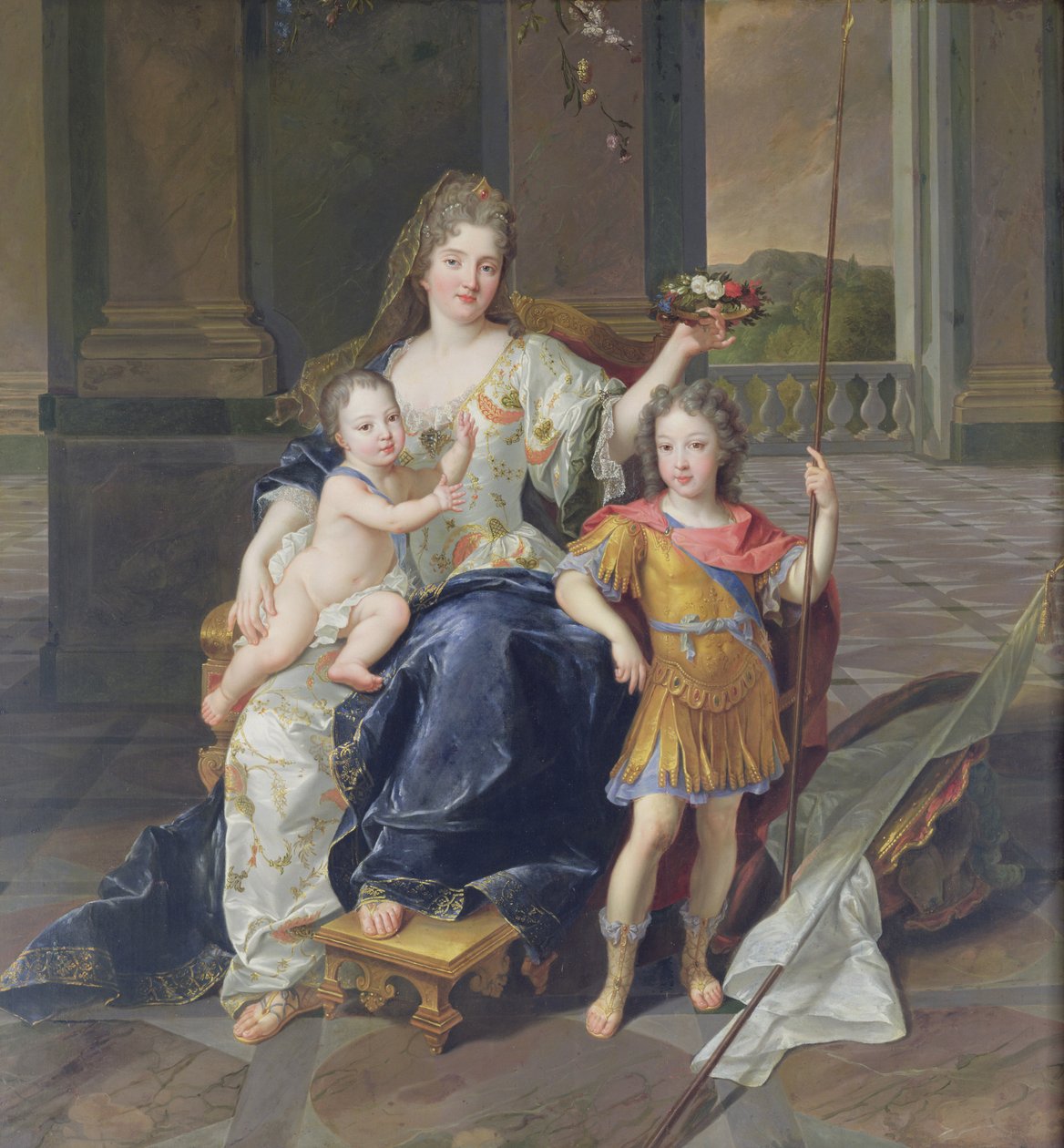 ड्यूक डे ला फेर्टे ब्रुकनी और ड्यूक ऑफ अंजु (लुई XV) के साथ c.1712 (कैनवास पर तेल) द्वारा फ्रेंकोइस डे ट्रॉय