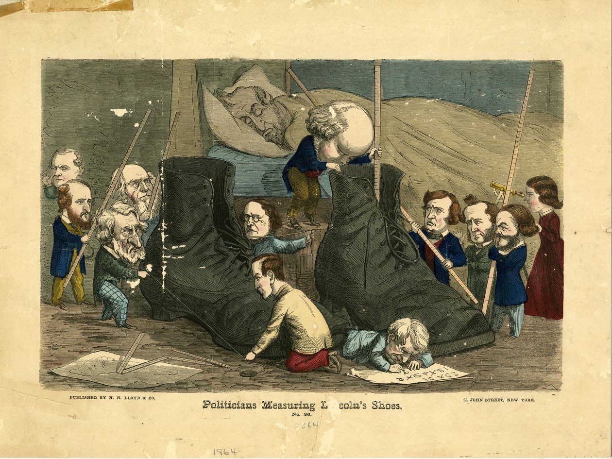 राजनेता लिंकन के जूते की माप, 1864 (हाथ से रंग की नक्काशी) द्वारा फ्रैंक बेलेव
