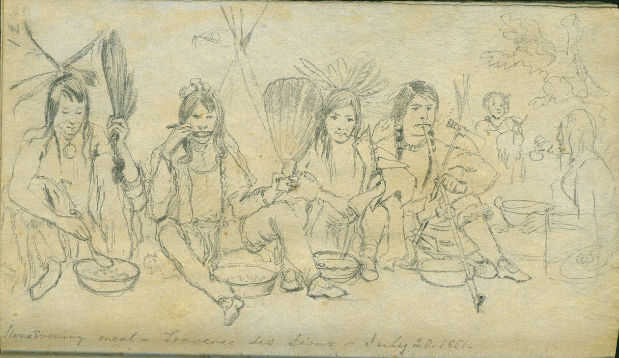 Sioux शाम का भोजन, Traverse des Sioux, 20 जुलाई 1851 द्वारा फ्रैंक ब्लैकवेल मेयर
