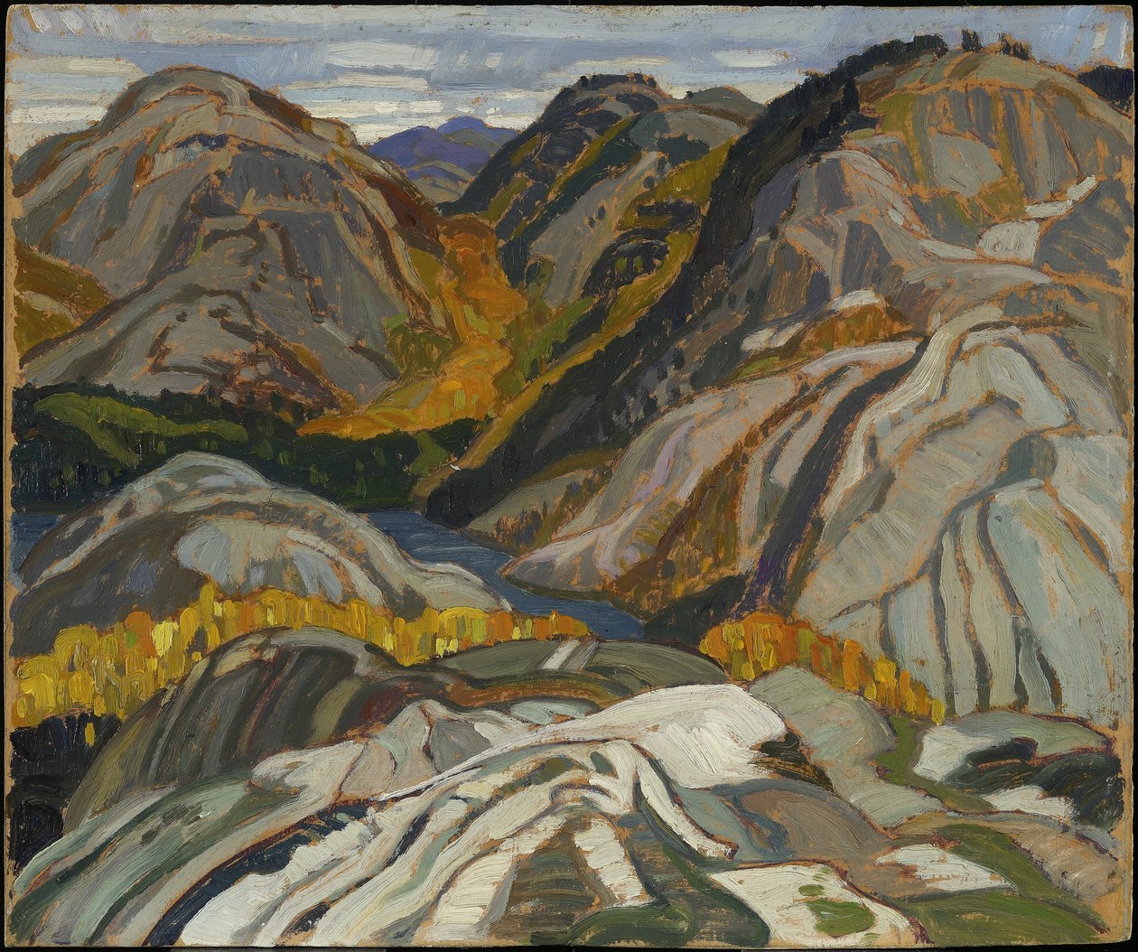 ला क्लोचे हिल्स, रॉक्स एंड स्ट्रीम, 1932 (लैमिनेटेड पेपरबोर्ड पर तेल) द्वारा फ्रैंकलिन कारमाइकल
