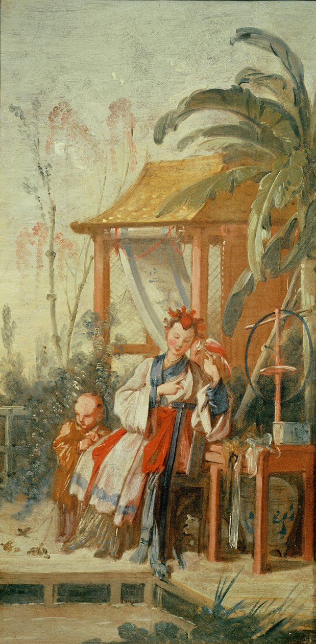 एक चीनी गार्डन, टेपेस्ट्री कार्टून के लिए अध्ययन, c.1742 द्वारा फ्रांकोइस बाउचर