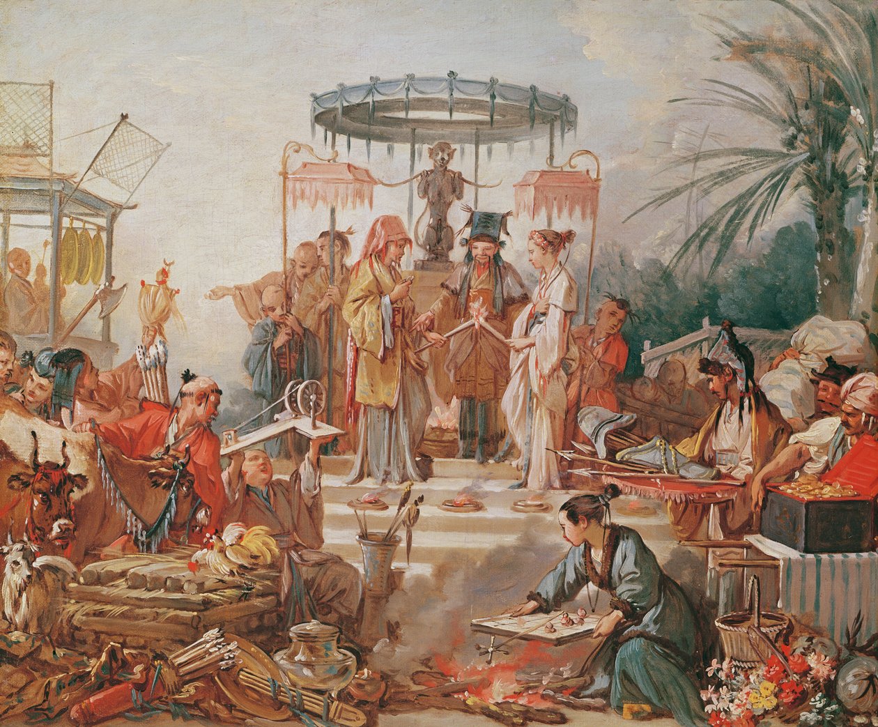 एक चीनी विवाह, टेपेस्ट्री कार्टून के लिए अध्ययन, c.1742 द्वारा फ्रांकोइस बाउचर