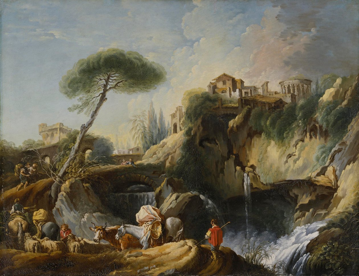 विस्टा के मंदिर के साथ टिवोली का दृश्य, c.1749 द्वारा फ्रांकोइस बाउचर
