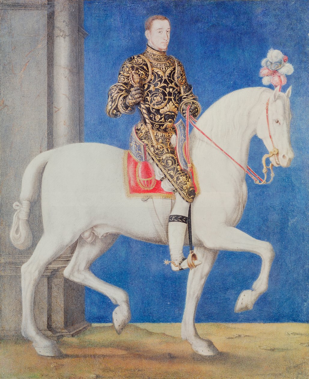 अश्वारोही चित्रण Dauphin Henri II (1519-59) c.1543 होने का अनुमान है द्वारा फ्रांकोइस क्लाउड