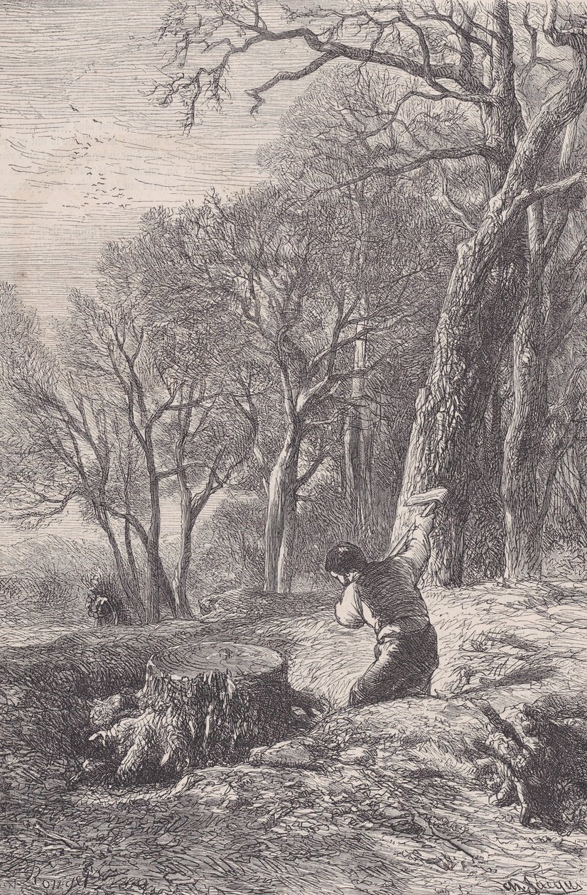 शीतकालीन दृश्य: स्टंप पुलर, मैगासिन पिटोरेस्क, सीए से। 1852. द्वारा फ़्राँस्वा रौगेट
