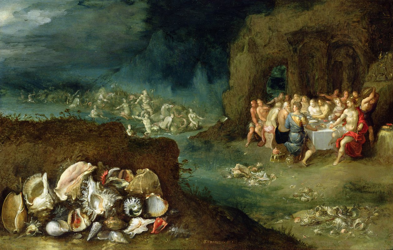 देवों के पर्व के साथ गोले का जीवन, c.1615 (तांबे पर तेल) द्वारा फ्रैंस II फ्रेंक द यंगर
