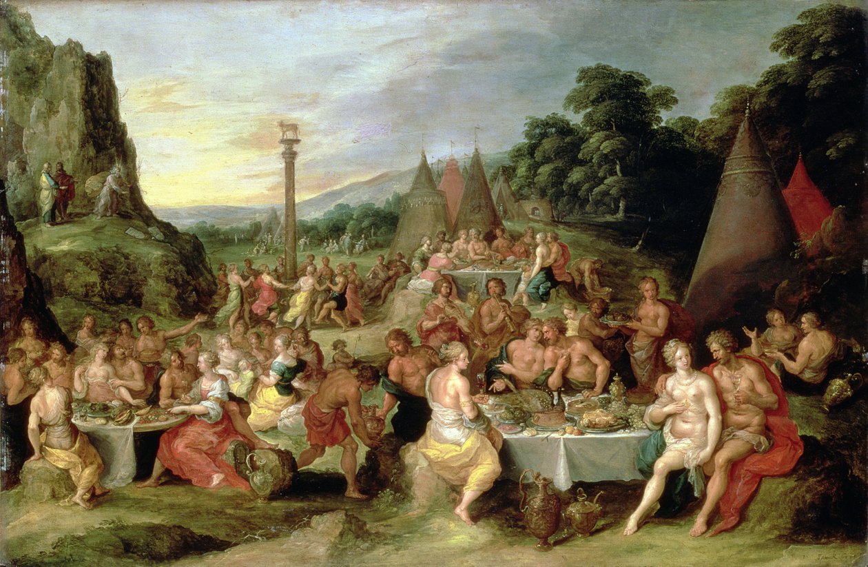 द गोल्डन बछड़ा की पूजा, c.1630-35 द्वारा फ्रैंस II फ्रेंक द यंगर