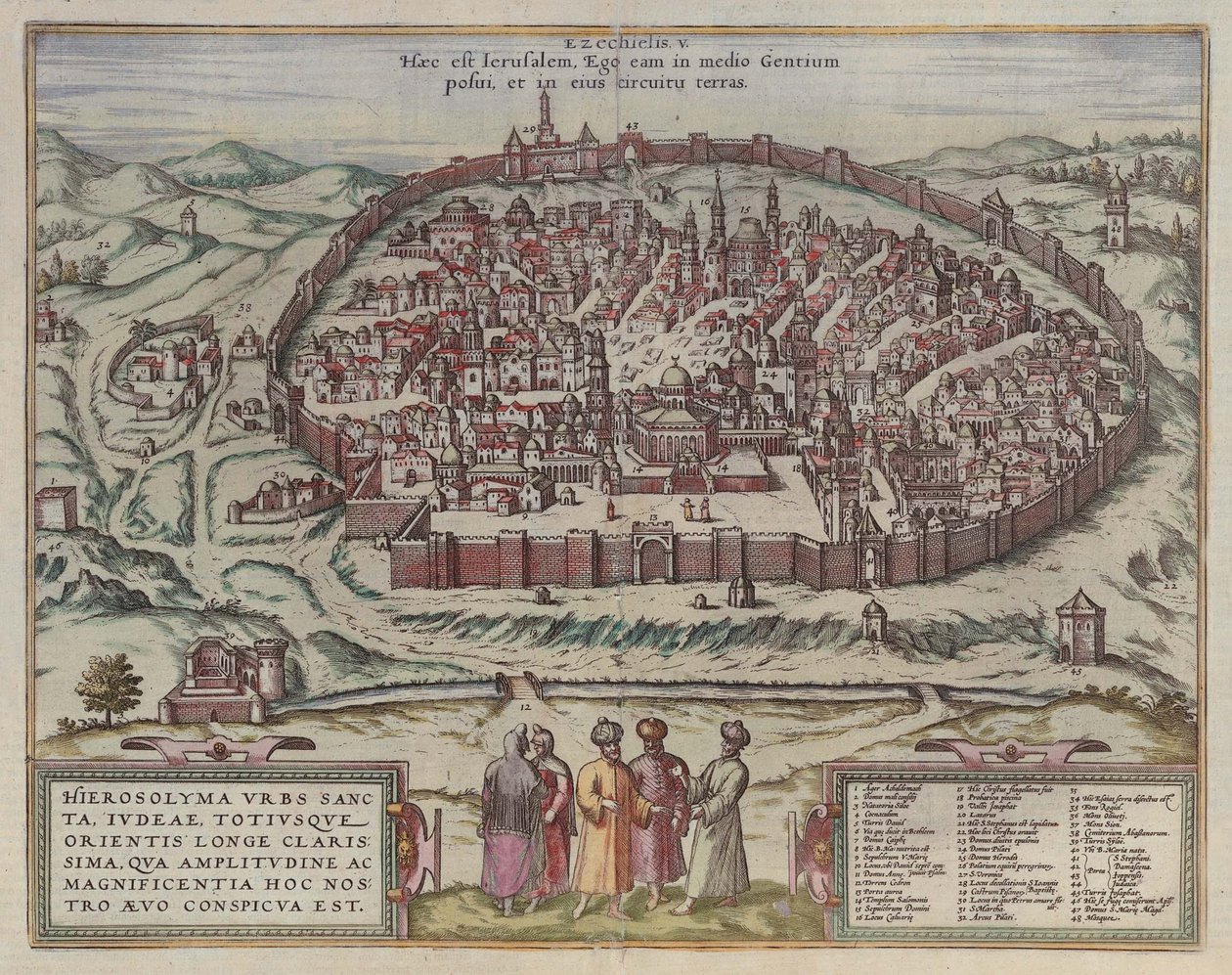 जैनसन, जनवरी: यरूशलेम मानचित्र से Illustriorum बोर्ड के स्पेनिश शहरों, एम्सटर्डम, 1657, 1657 द्वारा फ्रैंस होजेनबर्ग