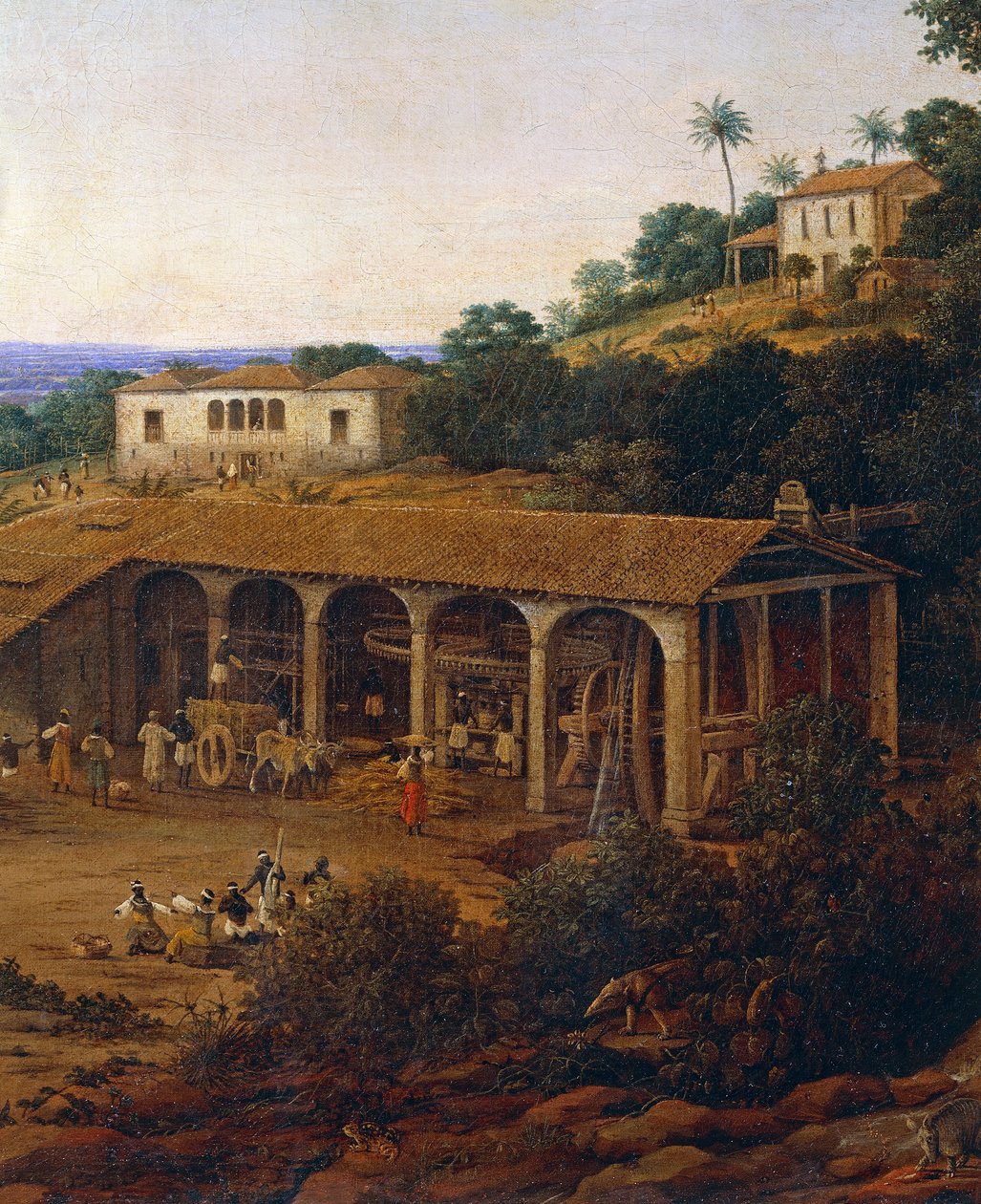 ब्राजील में गन्ना मिलें, फ्रैंस पोस्ट (1612-1680) द्वारा, कैनवास पर तेल द्वारा फ़्रैन की पोस्ट