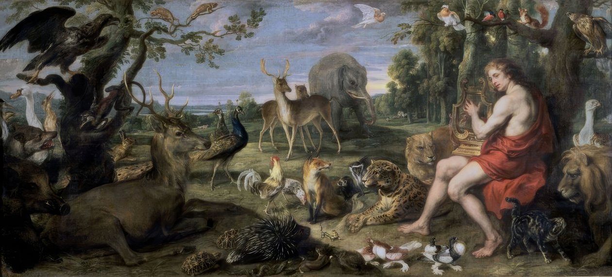 ORPHEUS और ANIMALS - XVII CENTURY - OLEO - LIENZO - 195 × 432 सेमी - NP 1844 - FLAMENCO BAROQUE द्वारा स्नायर्स या स्नाइडर