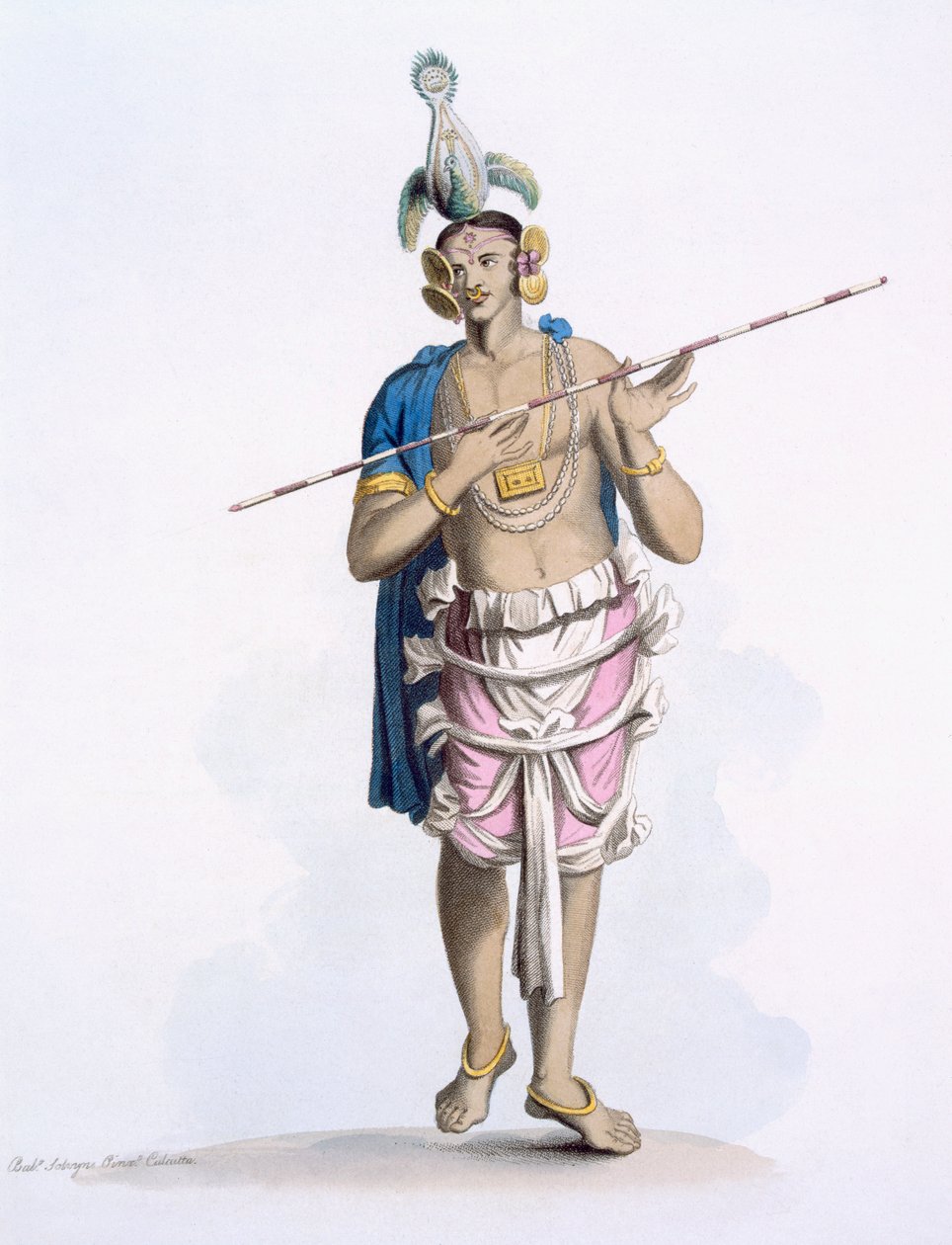 बॉउल: नाचने वाले लड़के, जो अक्सर ई। इर्मे, 1804 (रंगीन नक़्क़ाशी) द्वारा &39;कॉस्ट्यूम ऑफ़ इंडिया&39; से महिला के किरदार निभाते थे द्वारा फ्रांज बल्थजार सोल्विनस