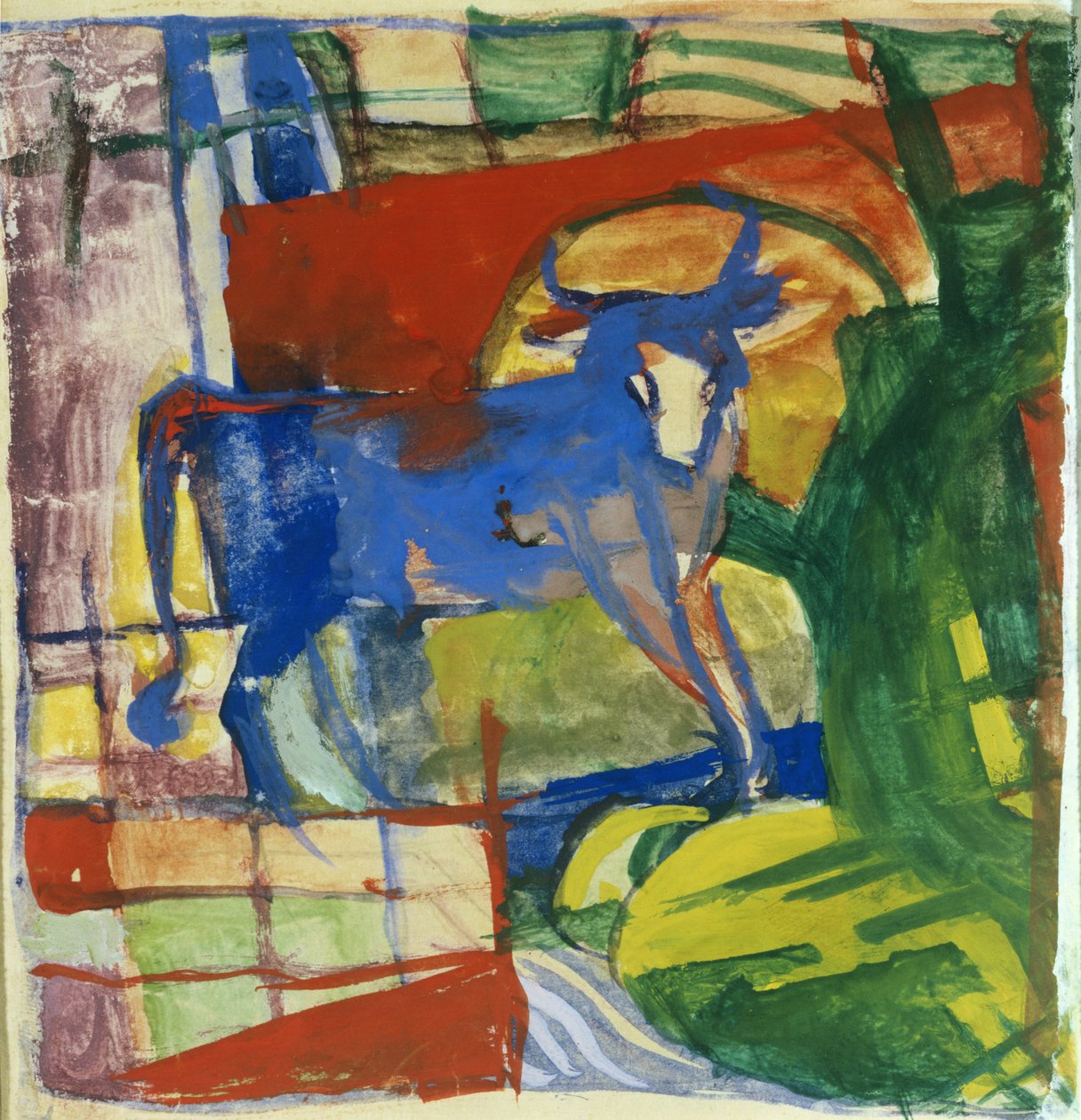 ब्लू काउ, 1914 (कागज पर तापमान) द्वारा फ्रांज मार्क