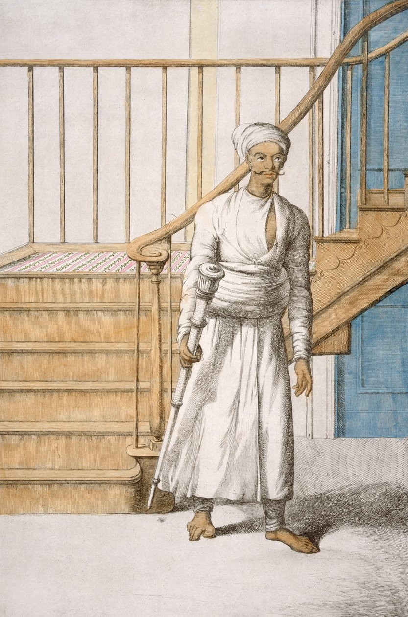 Mace Bearer, &39;द हिंदूज़, या उनके मैनर्स, कॉस्टयूम और सेरेमनी का विवरण&39; से, c.1808-12 (रंगीन नक़्क़ाशी) द्वारा फ्रांज बल्थजार सोल्विनस