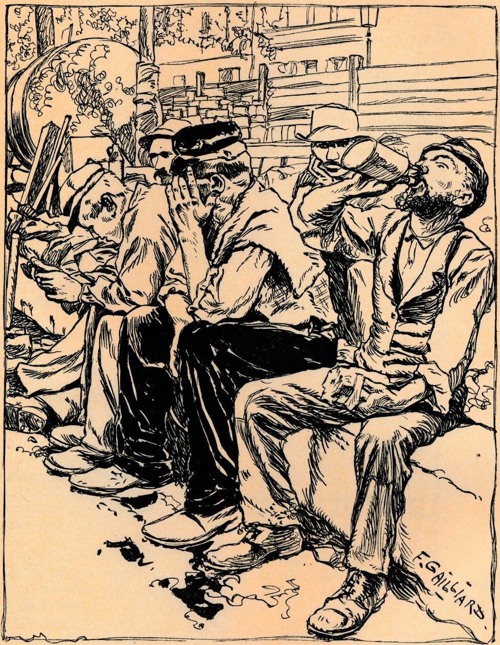डिनर में श्रमिक, c1900 द्वारा फ्रांज गिलीयार्ड